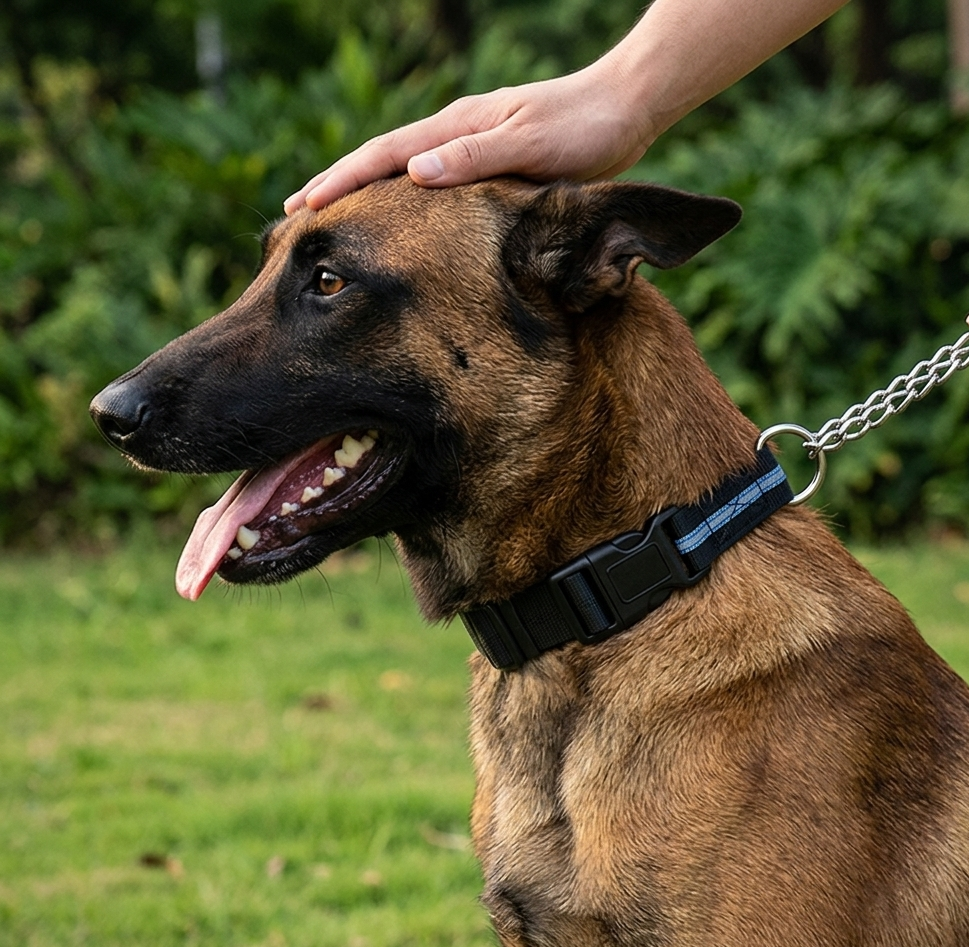PVC Reflective Half P-Chain Dog Collar with Stainless Steel Chain