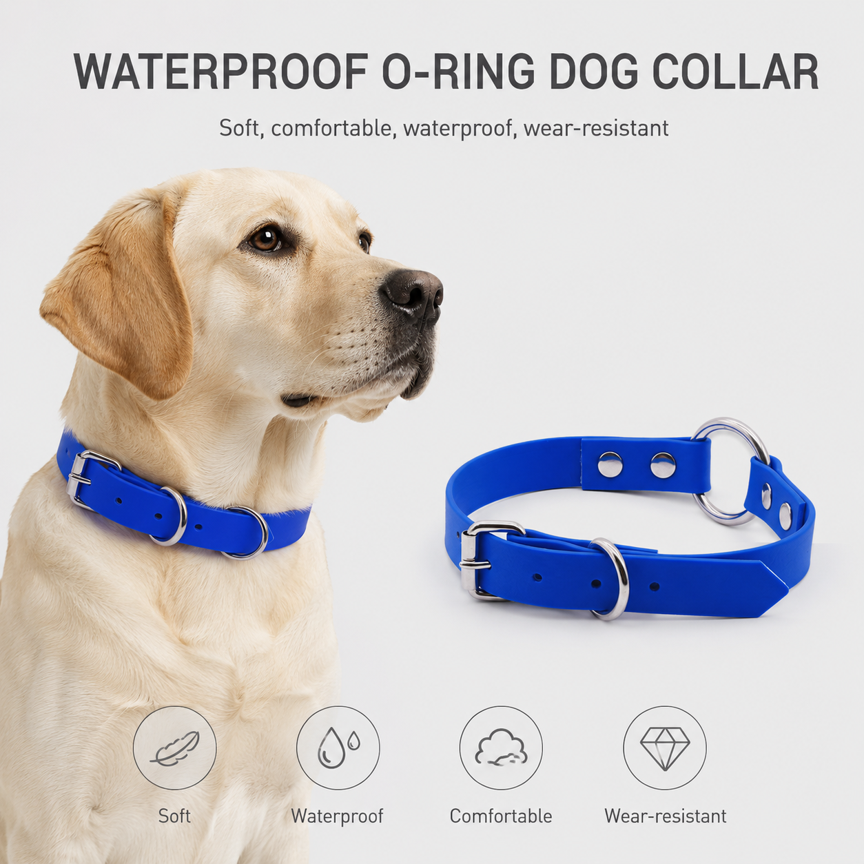 Textured Waterproof PVC Dog Collar with O-Ring