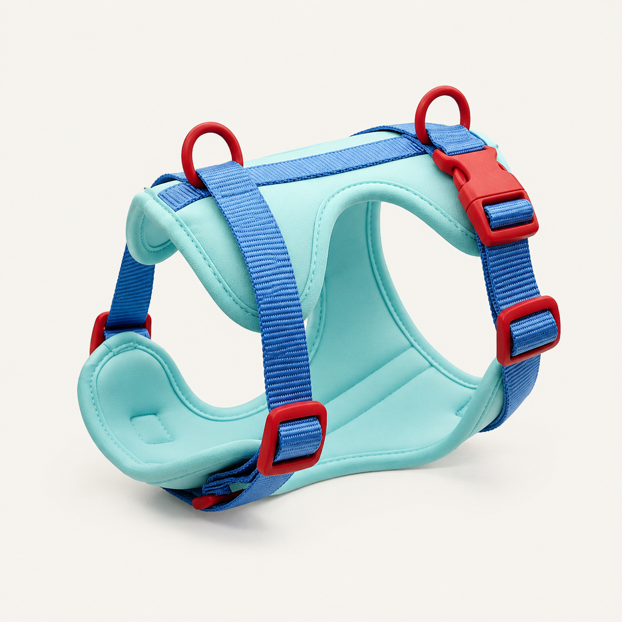 Aqua Contrast Dual-Attachment Dog Harness