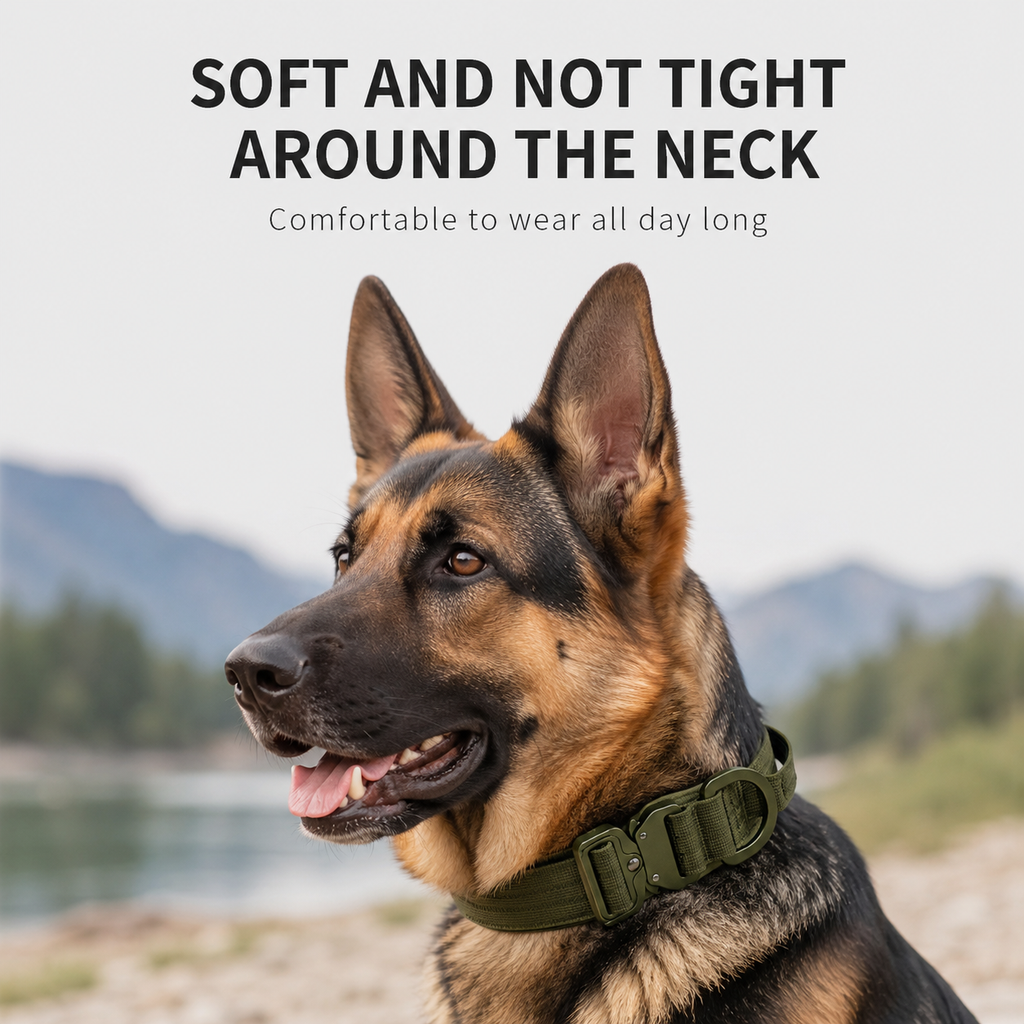 Heavy Duty Tactical Dog Collar with Aluminum Buckle and Control Handle
