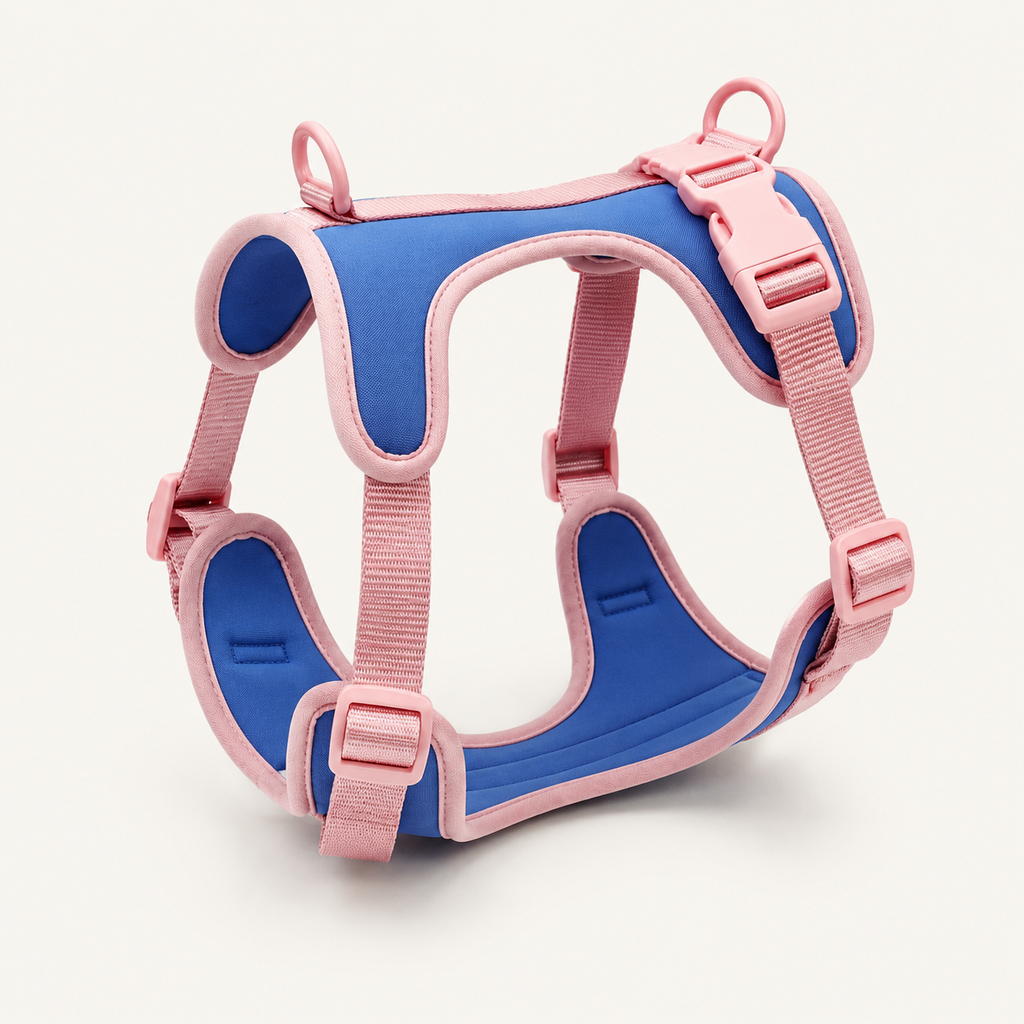 Blush-Trim Padded Dual-Attachment Dog Harness