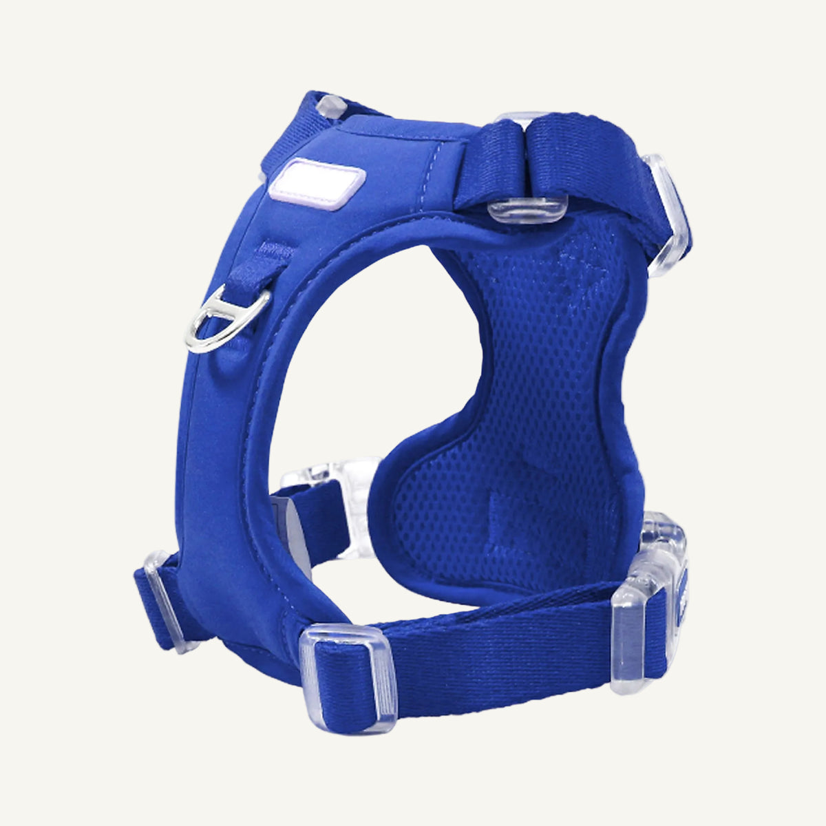 Blue soft mesh adjustable dog harness catalogue view for private label buyers