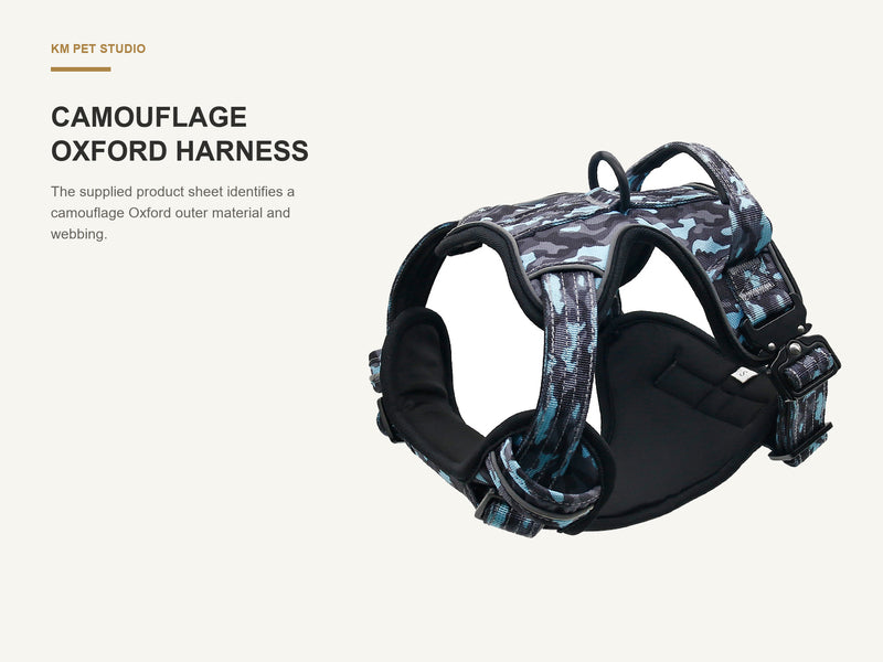 Camouflage Oxford Harness detail on camouflage oxford dog harness collar and leash set for wholesale buyers