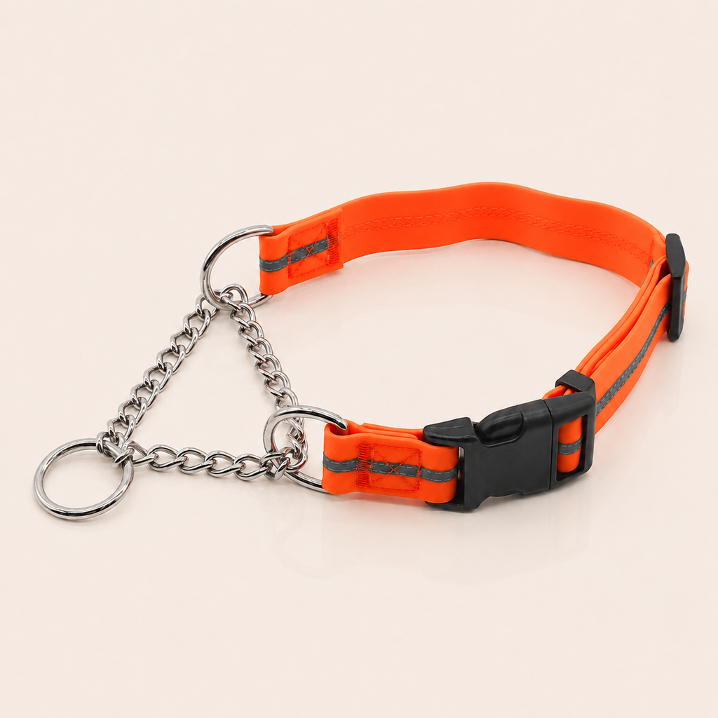 PVC Reflective Half P-Chain Dog Collar with Stainless Steel Chain