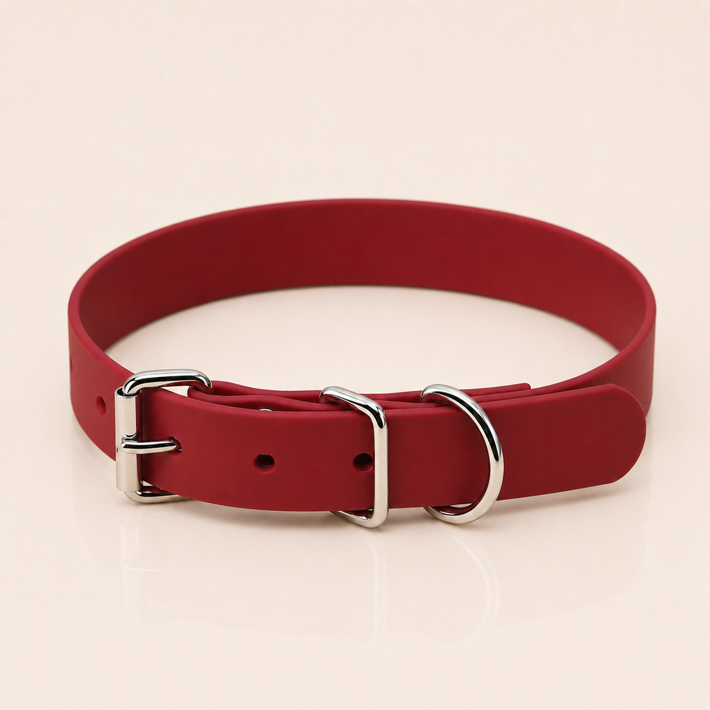 Waterproof PVC Dog Collar with Classic Metal Pin Buckle