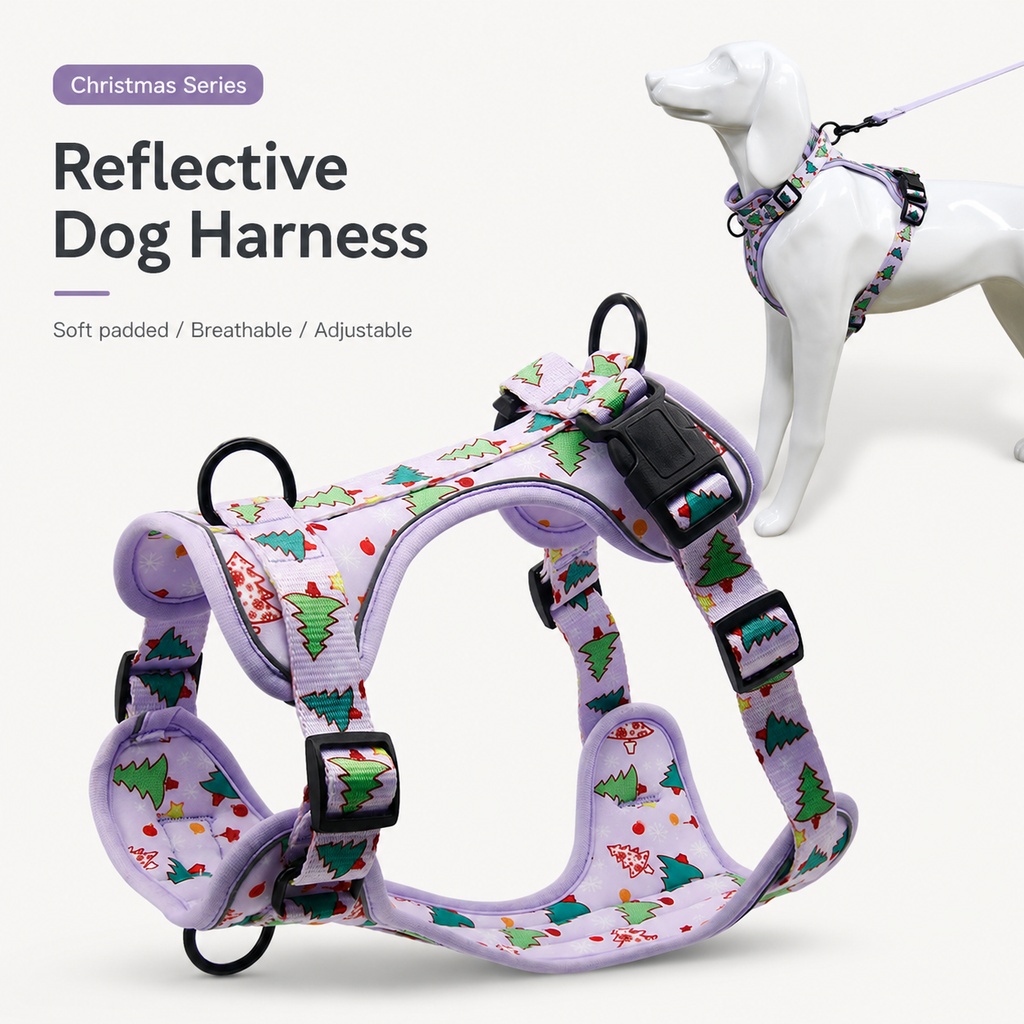 Christmas Print Reflective Dog Harness