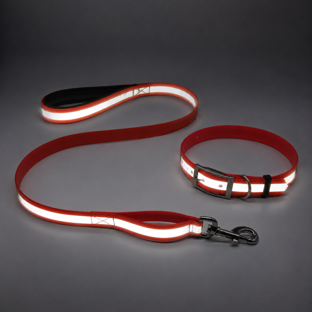 Dual Handle Reflective TPU Dog Leash with EVA Padded Grip