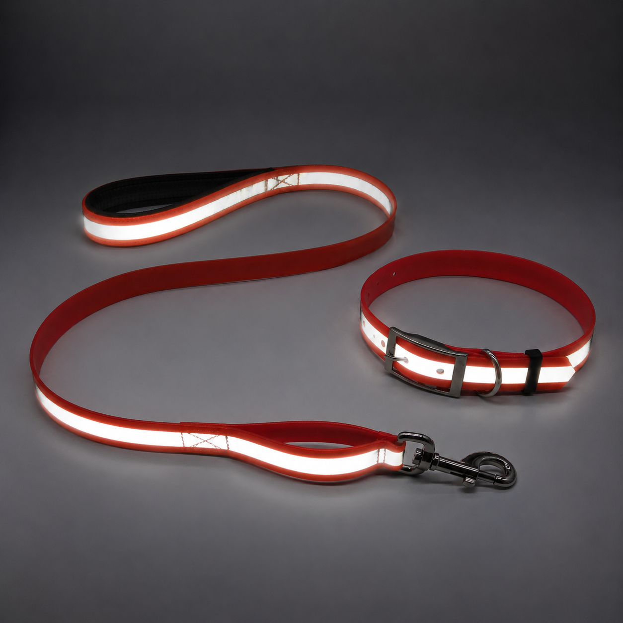 Dual Handle Reflective TPU Dog Leash with EVA Padded Grip