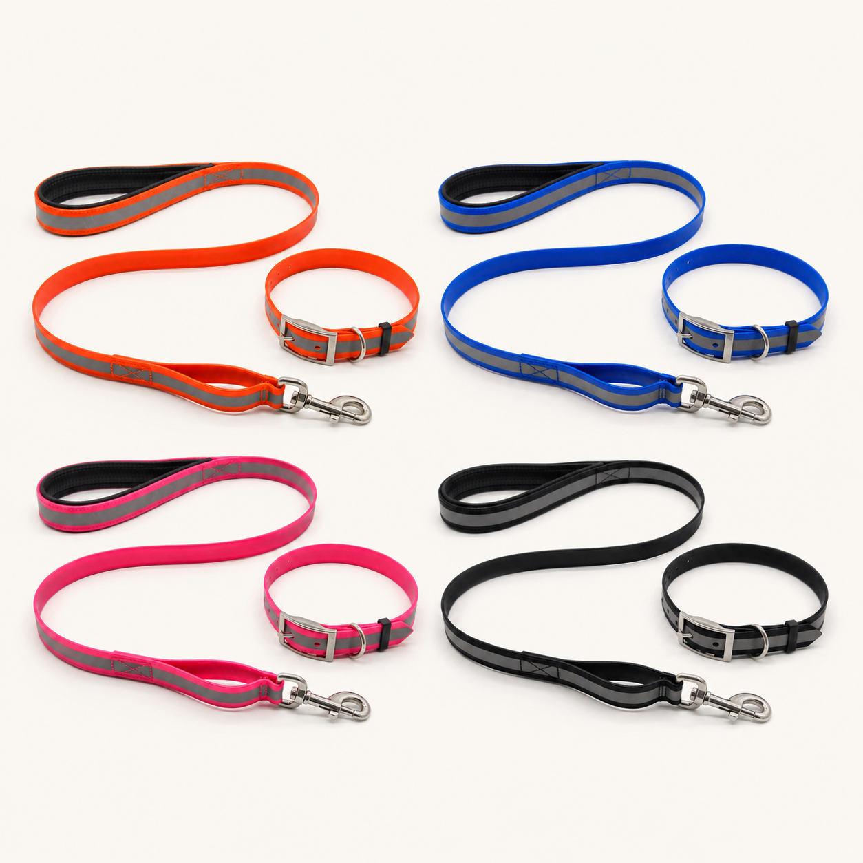 Dual Handle Reflective TPU Dog Leash with EVA Padded Grip