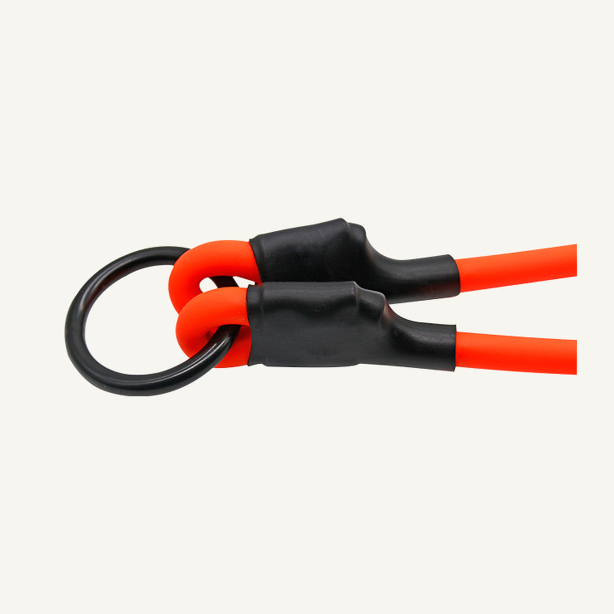Custom waterproof PVC double dog leash connector highlighting the central ring and protected rope junction
