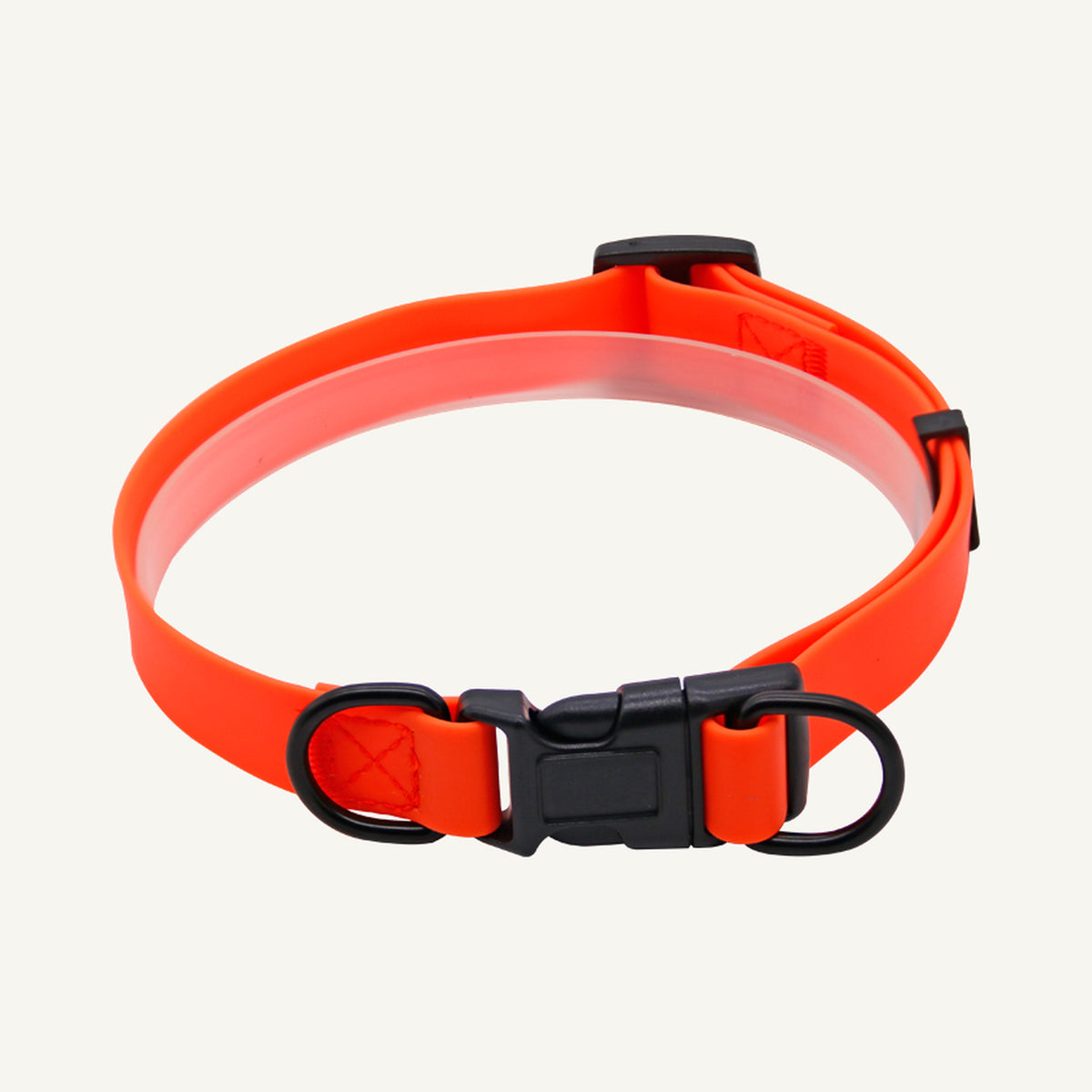 Custom waterproof PVC multifunction hands free dog leash set showing the orange quick release collar front view