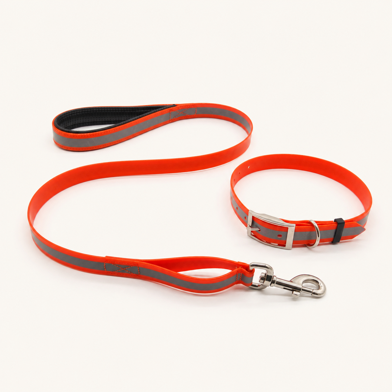 Dual Handle Reflective TPU Dog Leash with EVA Padded Grip