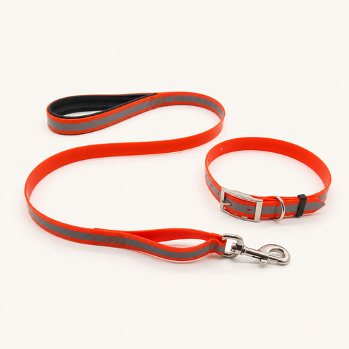 Dual Handle Reflective TPU Dog Leash with EVA Padded Grip