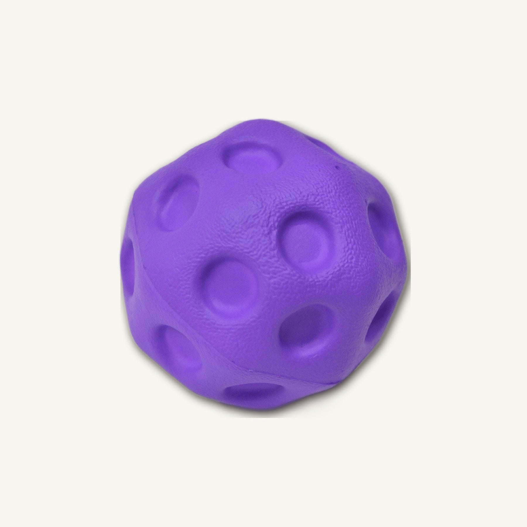 Purple Light-Up Meteor Bounce Ball – ETPU011 side perspective view on warm neutral background for wholesale pet brands