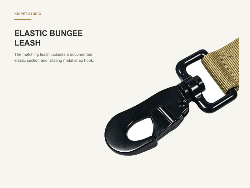 Elastic Bungee Leash detail on molle tactical dog harness set with bungee leash for wholesale buyers