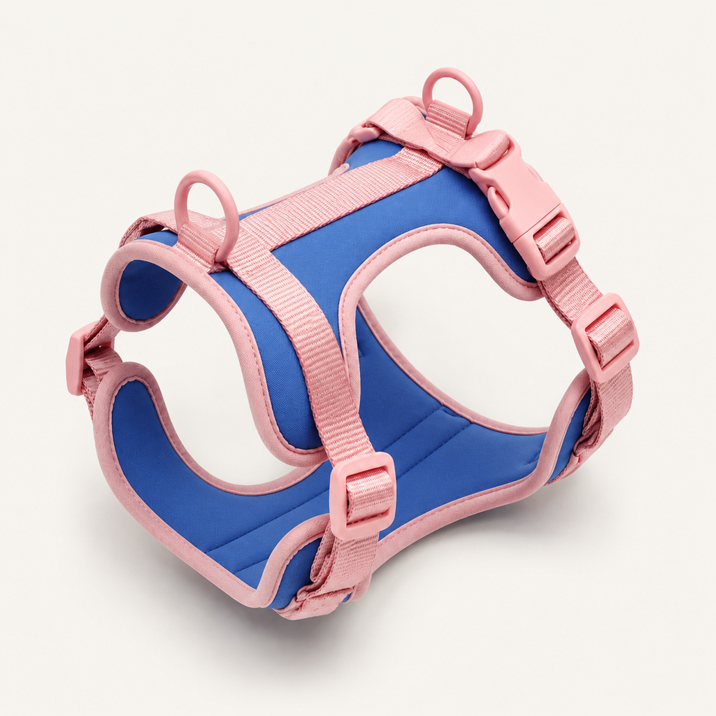 Blush-Trim Padded Dual-Attachment Dog Harness