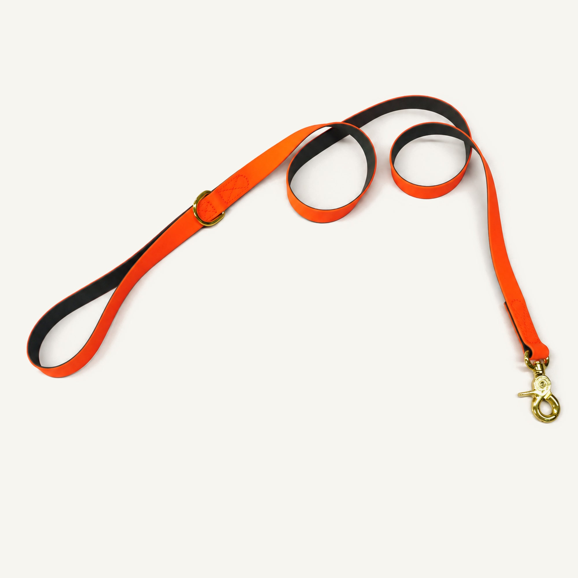 Orange Coated Webbing Dog Leash with D-Ring