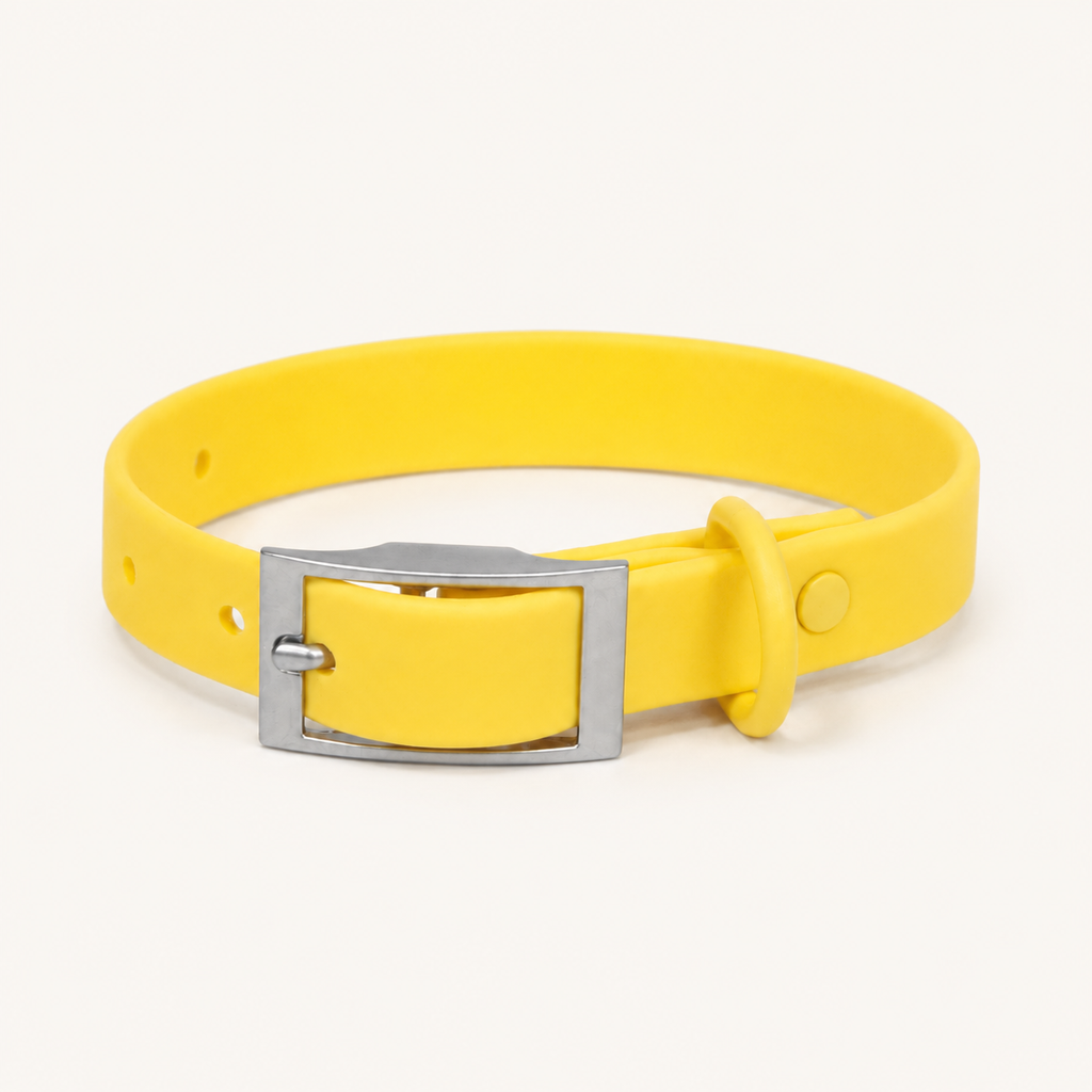 Arc Buckle Yellow Waterproof PVC Dog Collar