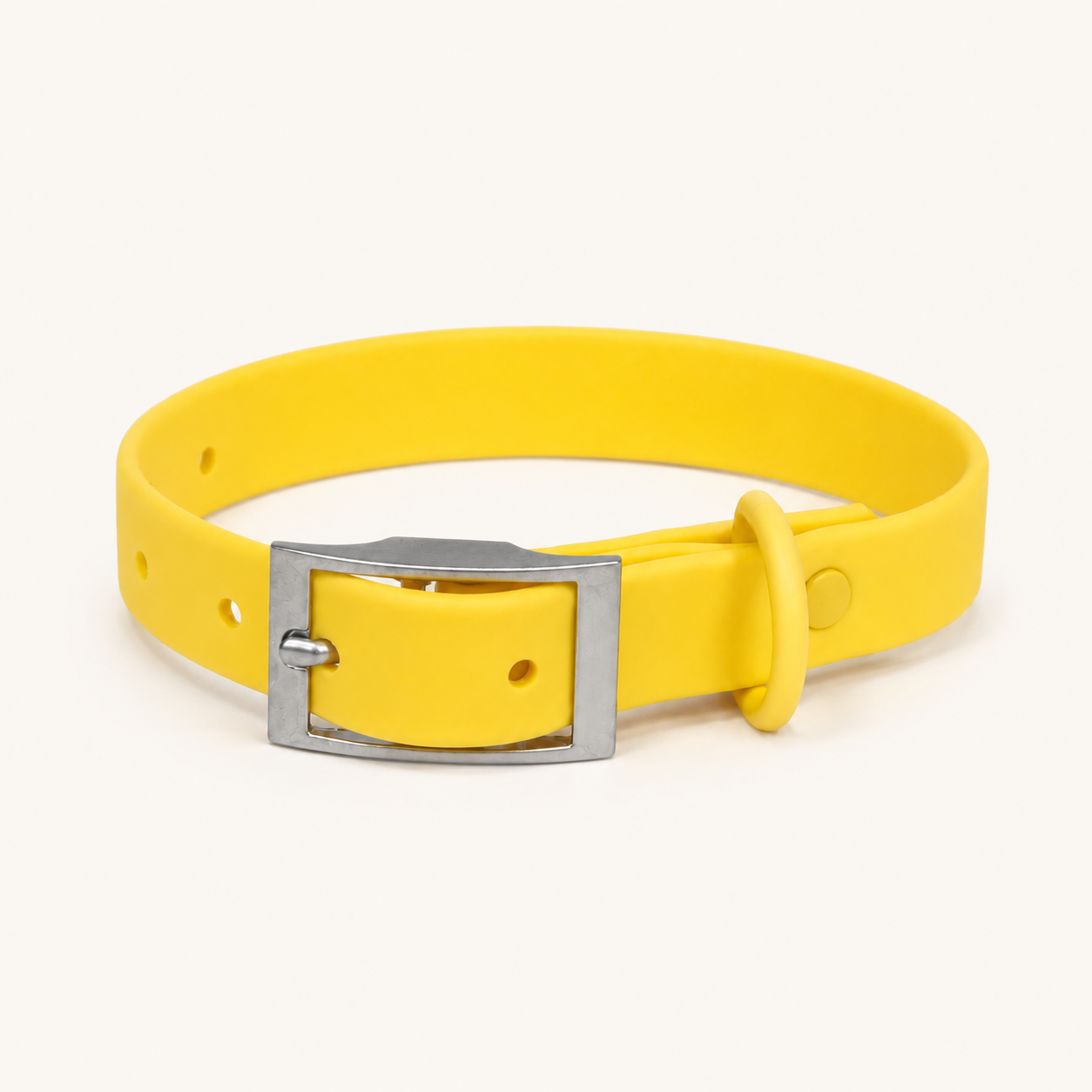Arc Buckle Yellow Waterproof PVC Dog Collar