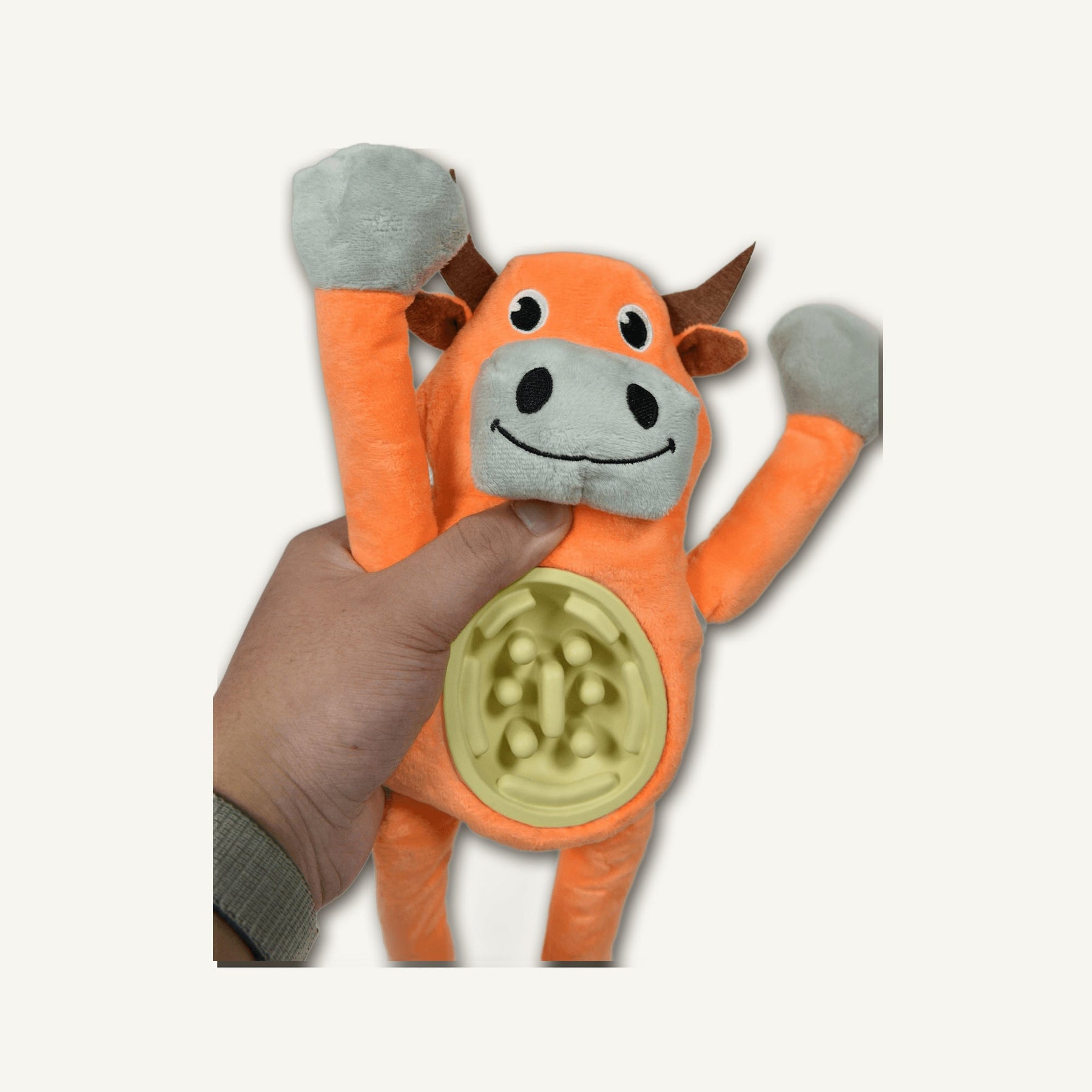 Long-Limbed Slow Feeder Cow – GMJ023 construction detail view on warm neutral background for wholesale pet brands