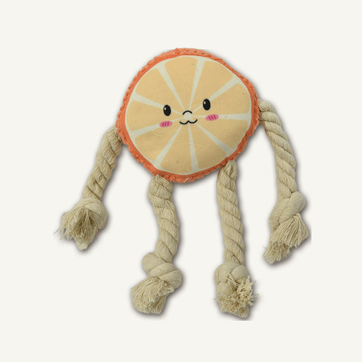 Plush Orange with Cotton Rope – GMR047 hero product view on warm neutral background for wholesale pet brands