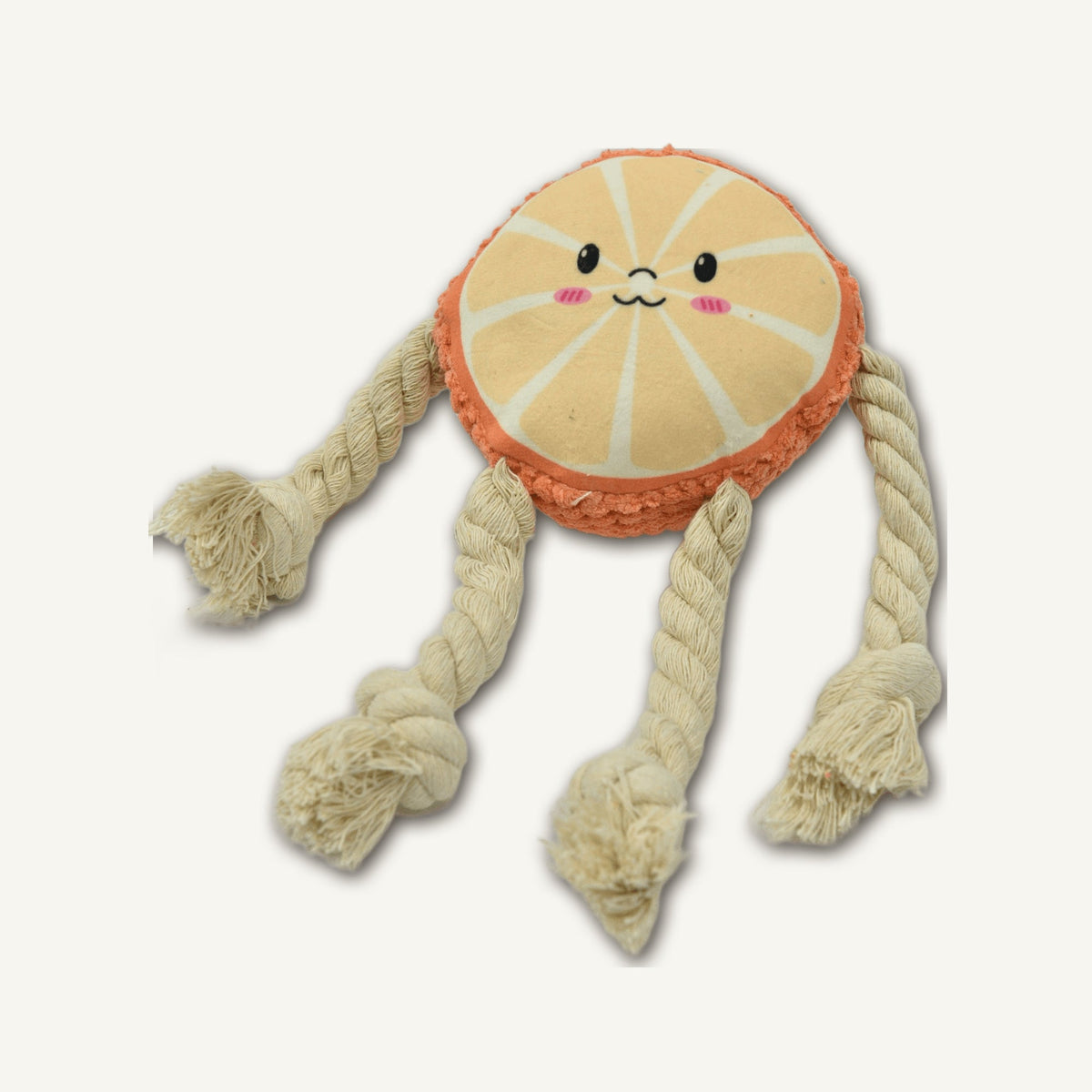 Plush Orange with Cotton Rope – GMR047 side perspective view on warm neutral background for wholesale pet brands