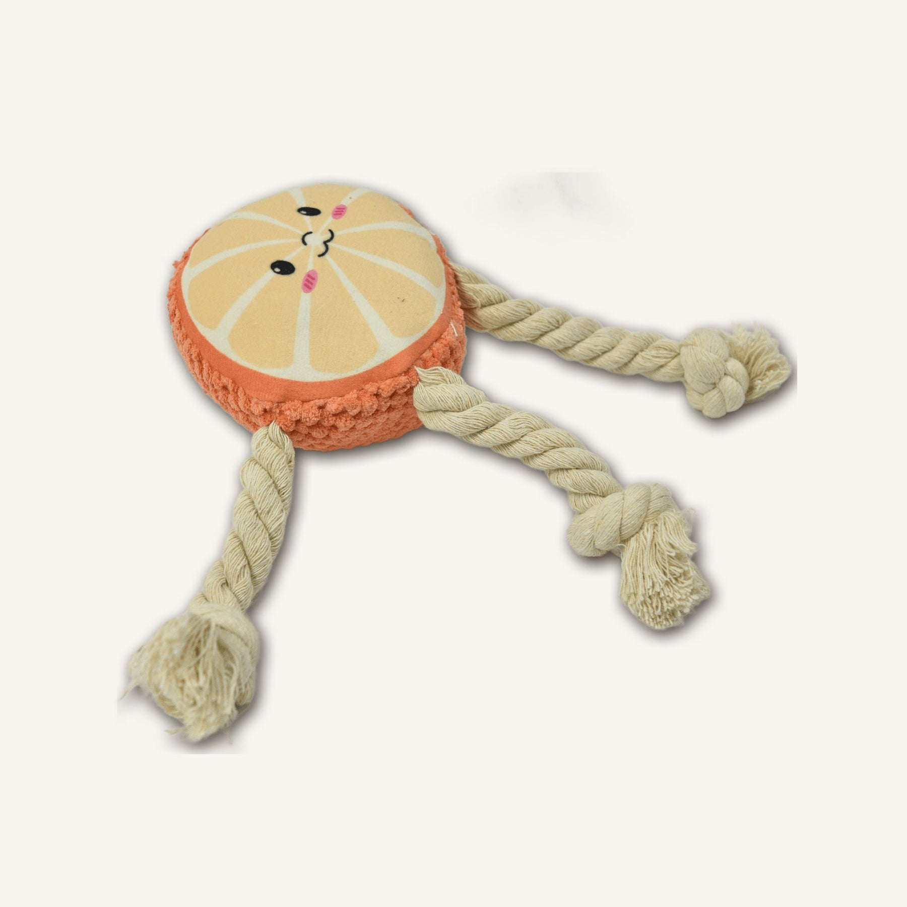 Plush Orange with Cotton Rope – GMR047 rear perspective view on warm neutral background for wholesale pet brands