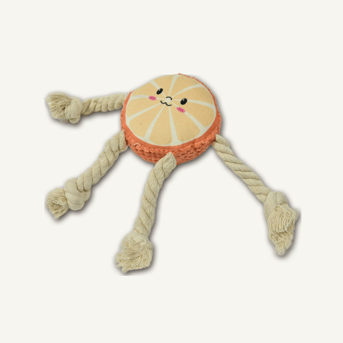 Plush Orange with Cotton Rope – GMR047 top perspective view on warm neutral background for wholesale pet brands