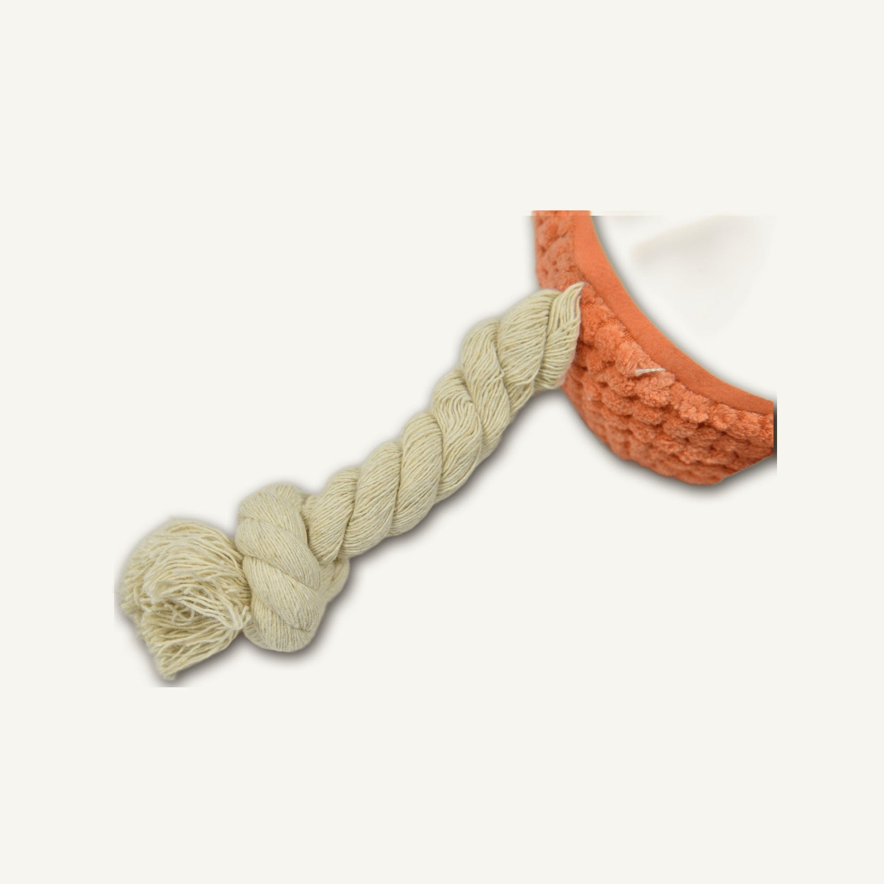 Plush Orange with Cotton Rope – GMR047 construction detail view on warm neutral background for wholesale pet brands