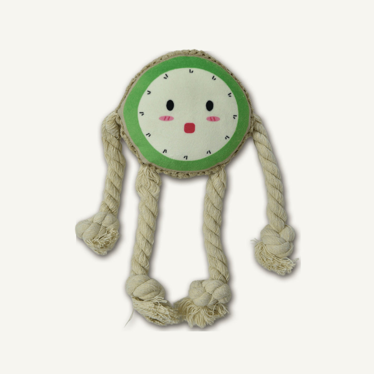 Plush Kiwi with Cotton Rope – GMR048 hero product view on warm neutral background for wholesale pet brands