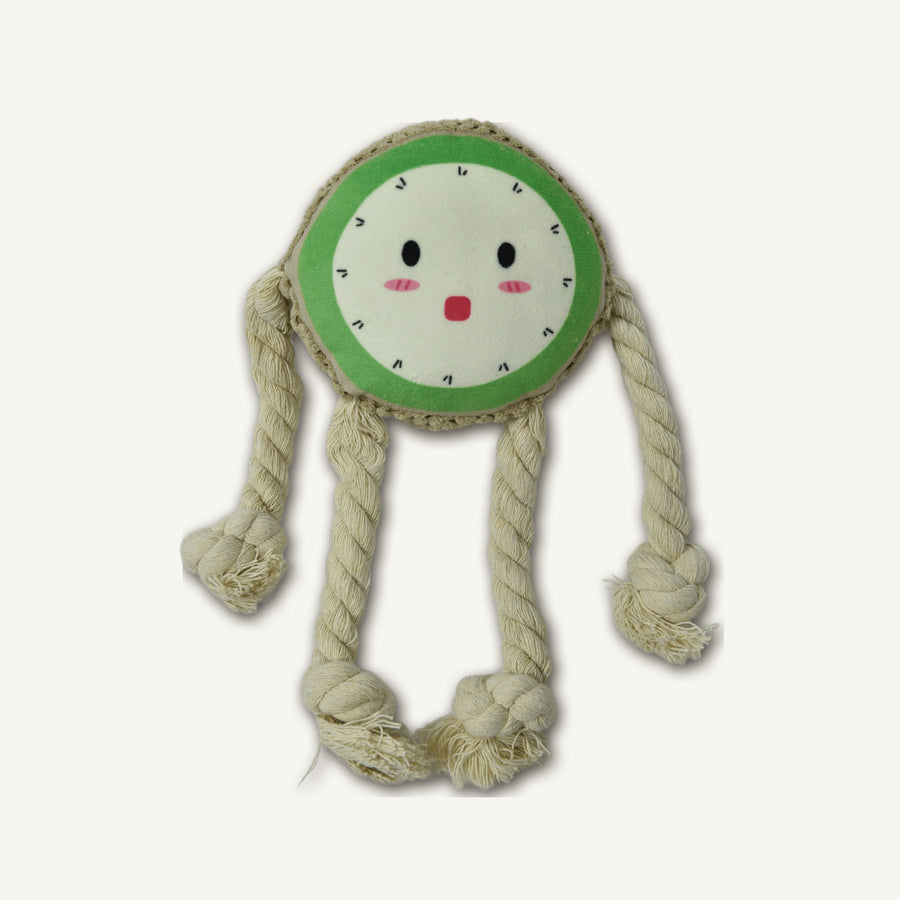 Plush Kiwi with Cotton Rope – GMR048 alternate product angle on warm neutral background for wholesale pet brands