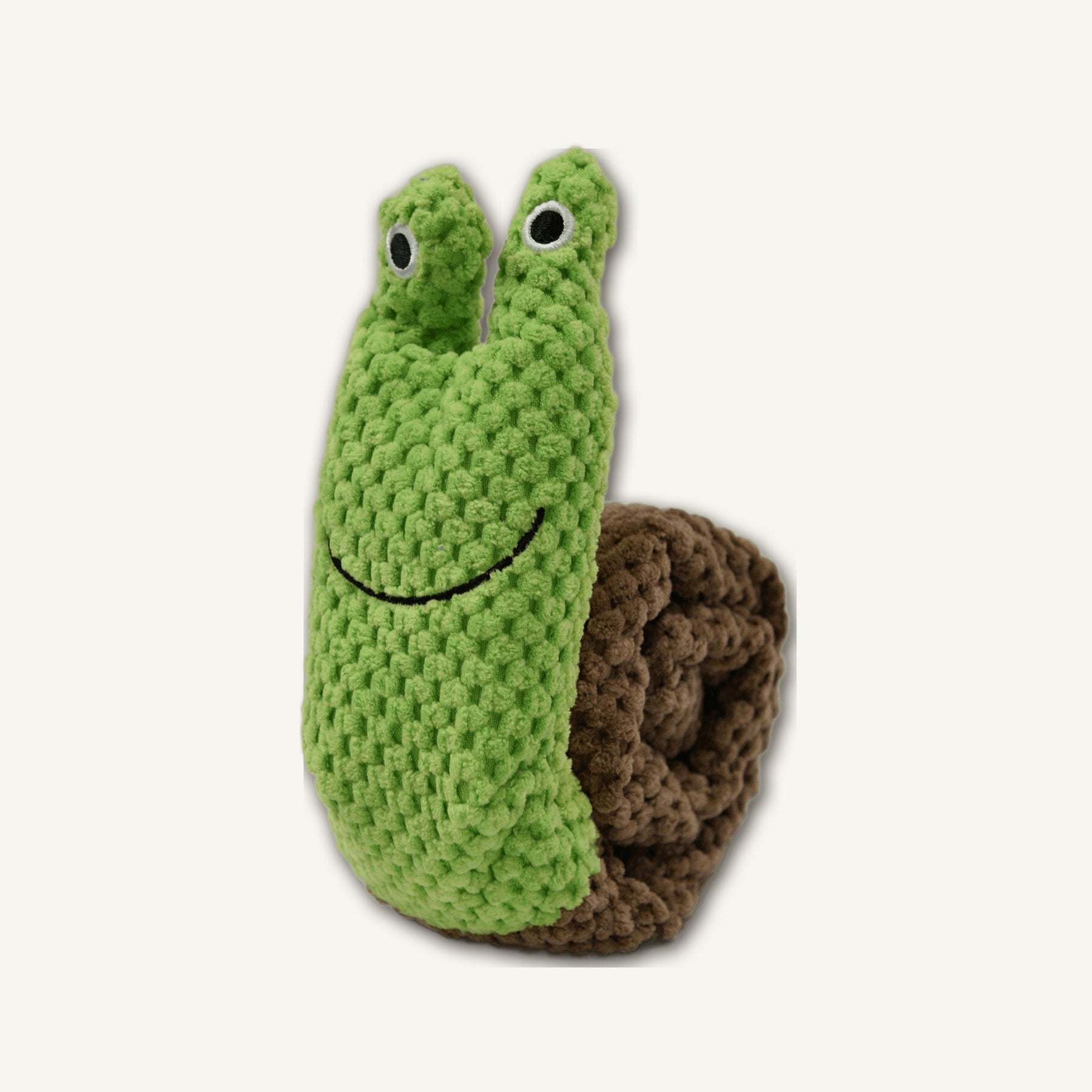 Green Snail Treat-Hiding Toy – GMR124 rear perspective view on warm neutral background for wholesale pet brands