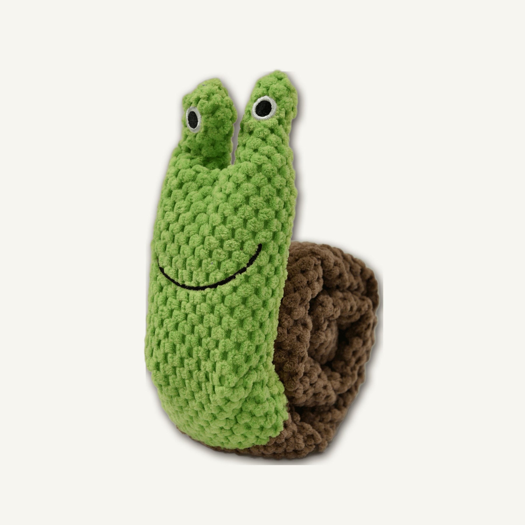 Green Snail Treat-Hiding Toy – GMR124 top perspective view on warm neutral background for wholesale pet brands