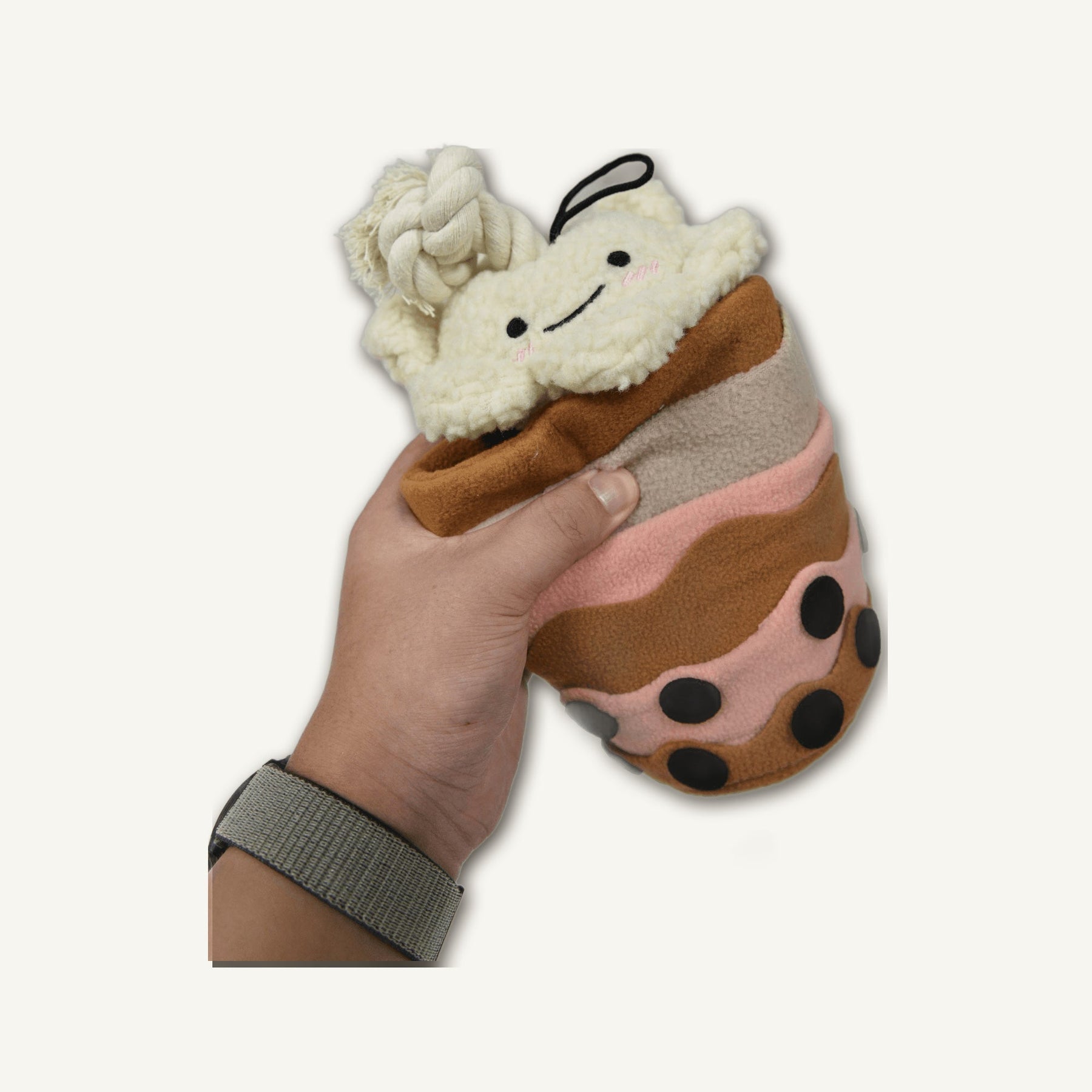Milk Tea Snuffle Toy – GMR211 construction detail view on warm neutral background for wholesale pet brands
