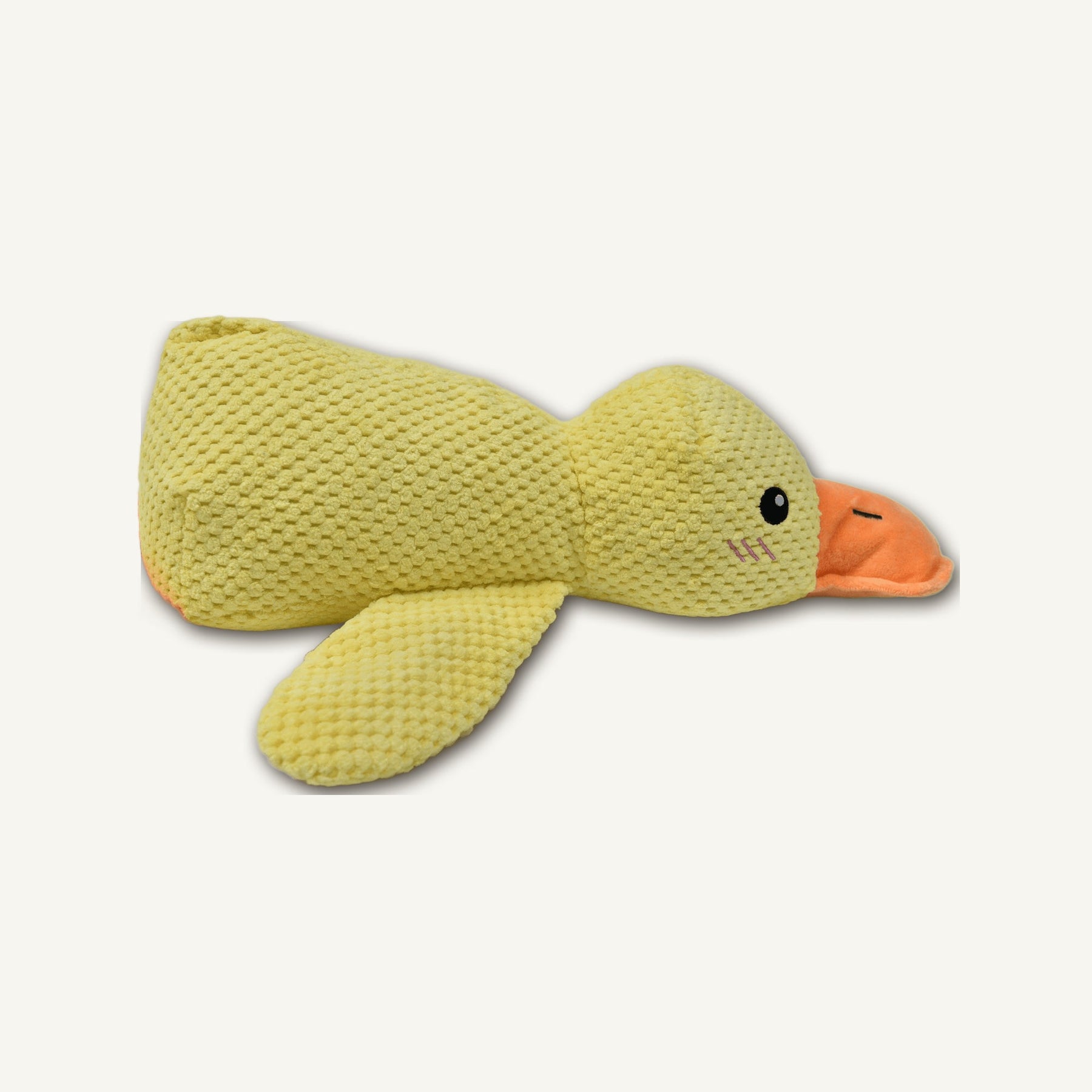 Medium Squeaky Yellow Duck – GMR415-M side perspective view on warm neutral background for wholesale pet brands