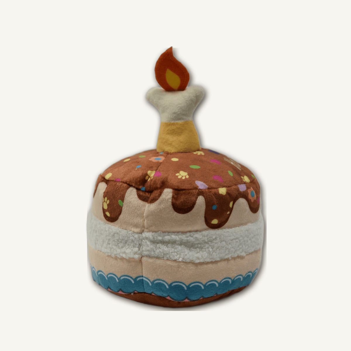 Chocolate Cake Plush Toy – GMR428 hero product view on warm neutral background for wholesale pet brands