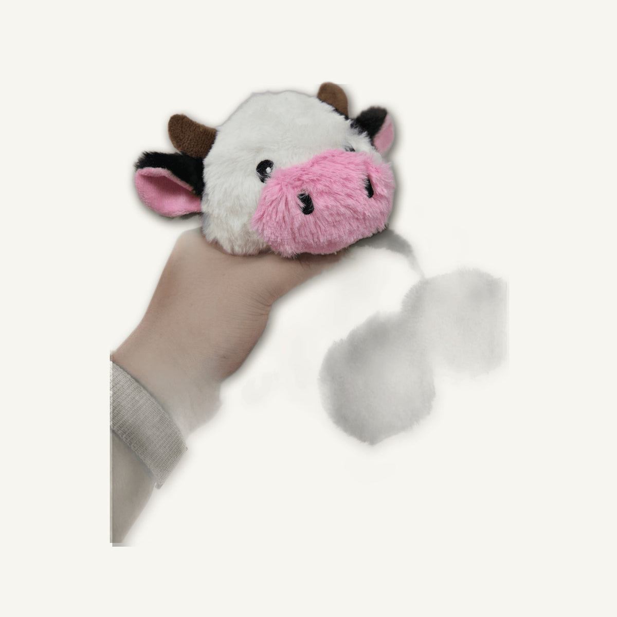 Seated Cow Plush Toy – GMR464 construction detail view on warm neutral background for wholesale pet brands