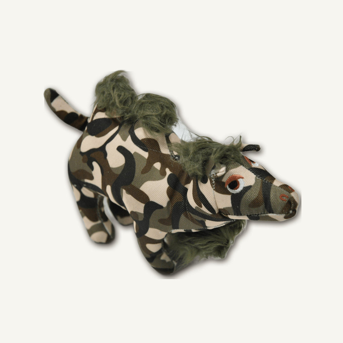 Grey Wild Boar Plush Toy – GMR468 top perspective view on warm neutral background for wholesale pet brands