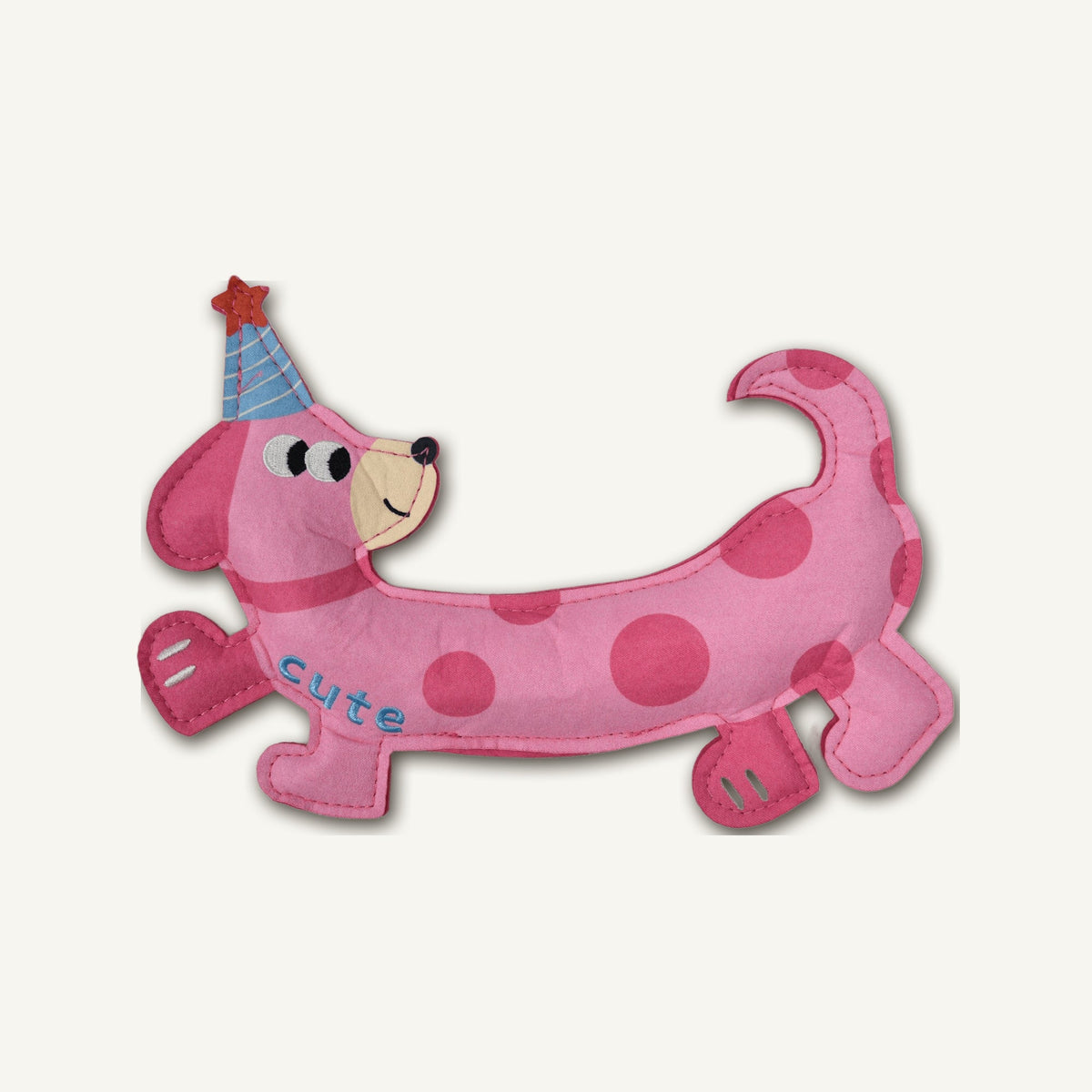 Dachshund Plush Frisbee – GMR546 hero product view on warm neutral background for wholesale pet brands