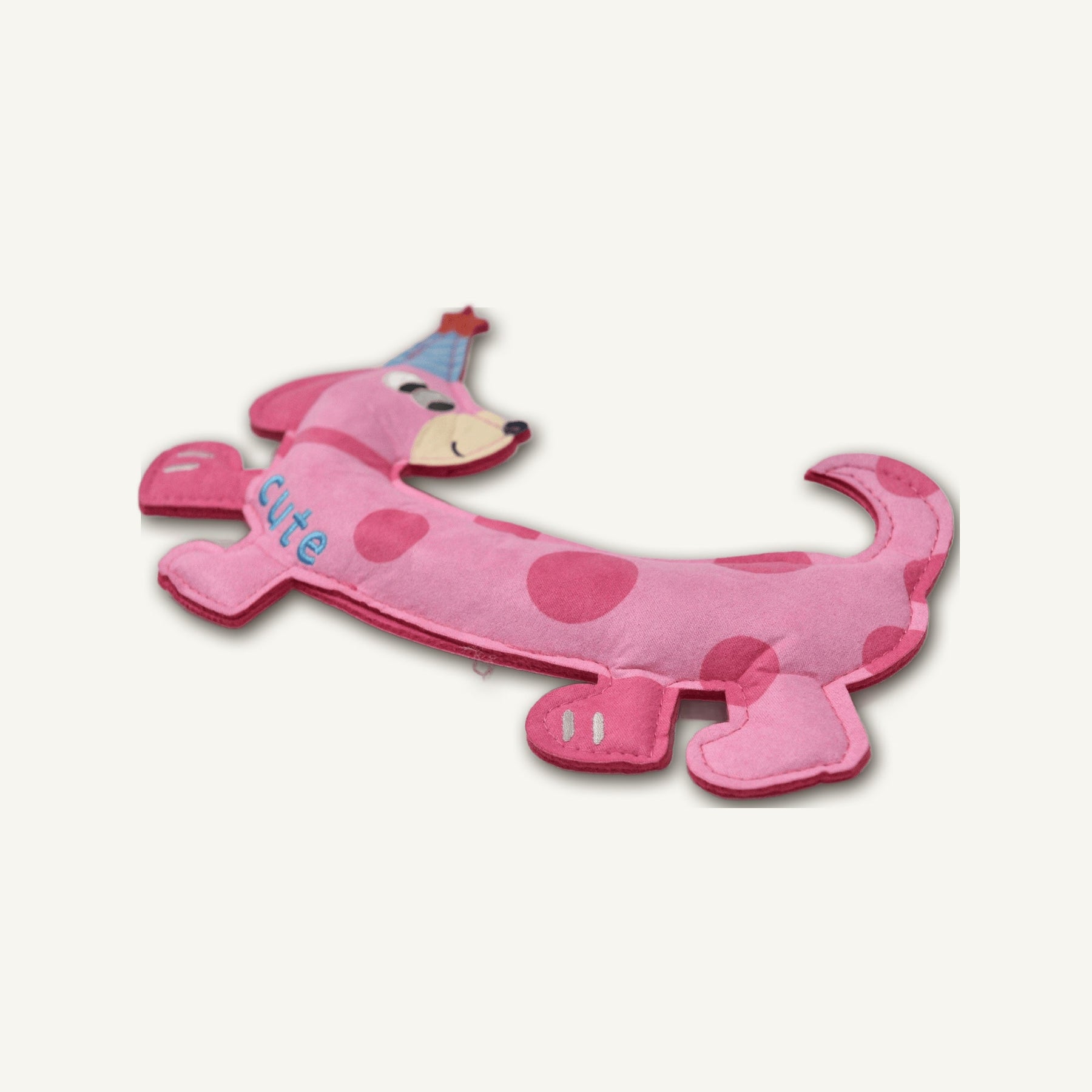 Dachshund Plush Frisbee – GMR546 side perspective view on warm neutral background for wholesale pet brands
