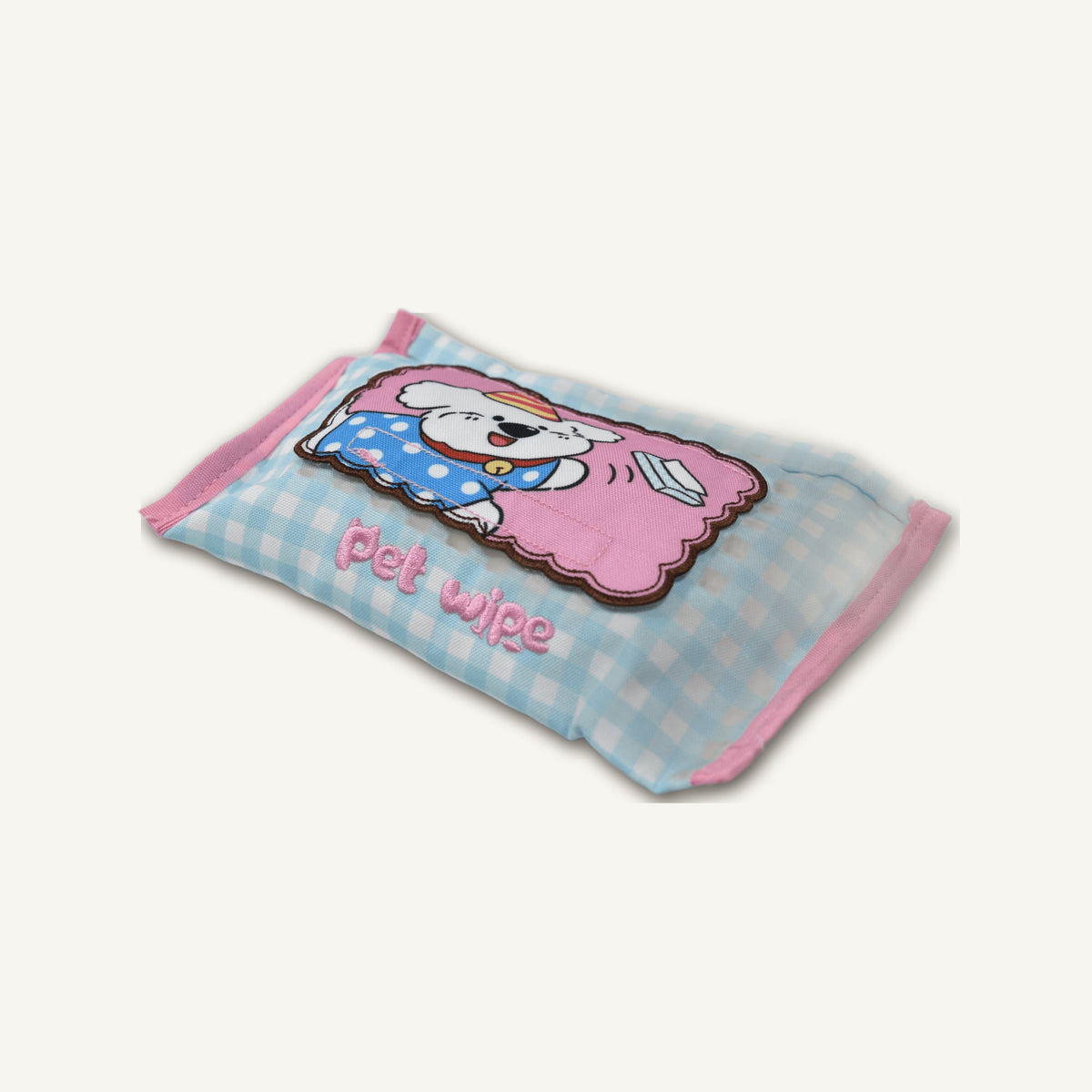Plush Pet Wet Wipes Toy – GMR587 top perspective view on warm neutral background for wholesale pet brands