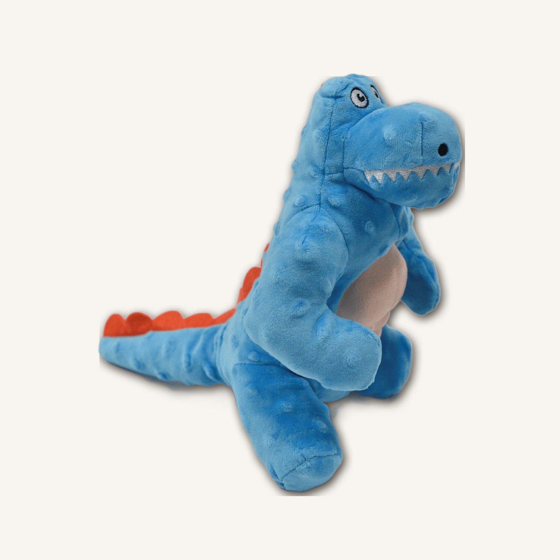 Large Muscle Dinosaur Rubber Plush Toy – GMX101 rear perspective view on warm neutral background for wholesale pet brands