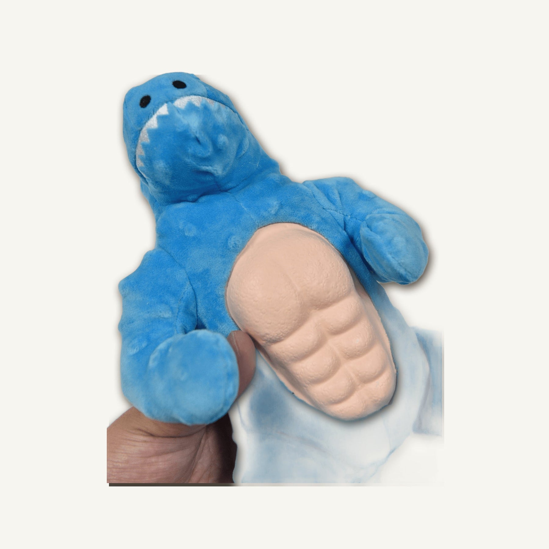 Large Muscle Dinosaur Rubber Plush Toy – GMX101 top perspective view on warm neutral background for wholesale pet brands