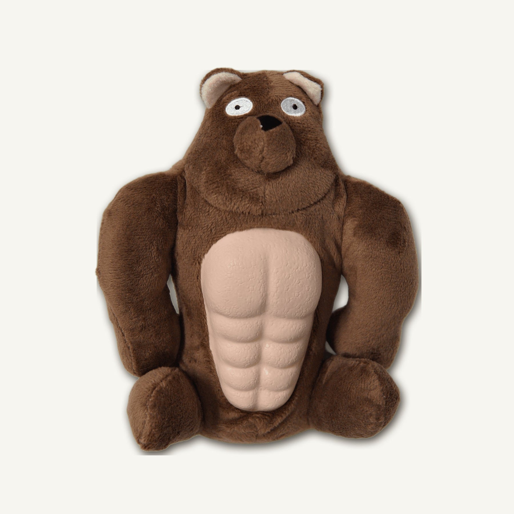 Small Muscle Bear Rubber Plush Toy – GMX102 hero product view on warm neutral background for wholesale pet brands