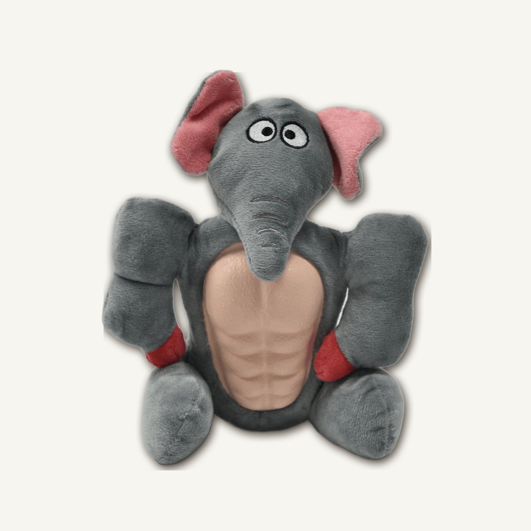 Small Muscle Elephant Rubber Plush Toy – GMX103 hero product view on warm neutral background for wholesale pet brands
