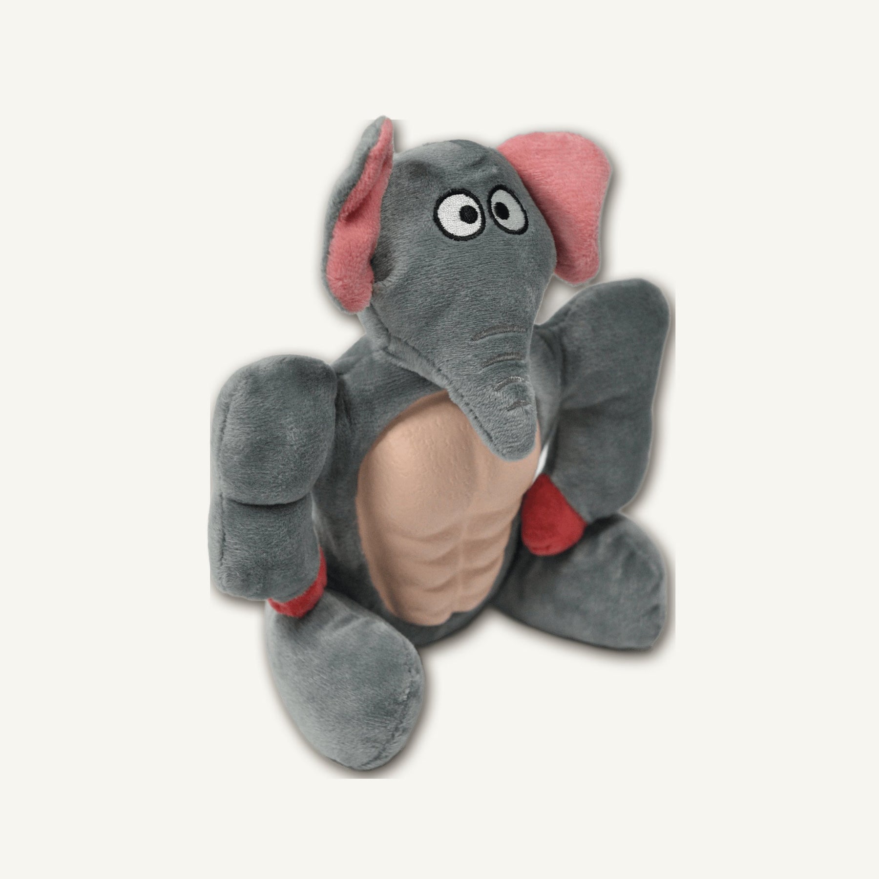 Small Muscle Elephant Rubber Plush Toy – GMX103 alternate product angle on warm neutral background for wholesale pet brands
