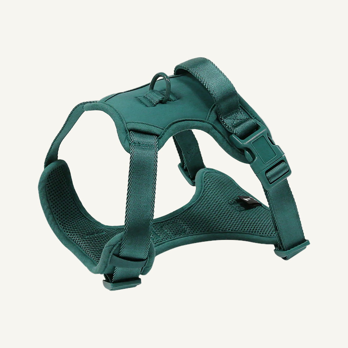 Green lightweight mesh dog harness with control handle catalogue view for private label buyers