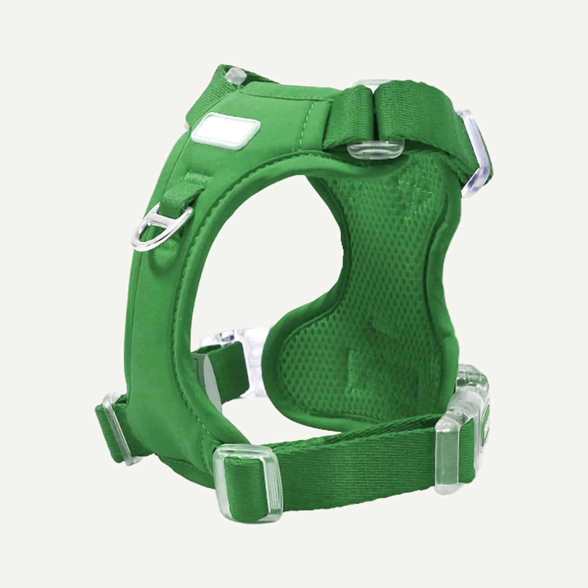 Green soft mesh adjustable dog harness catalogue view for private label buyers