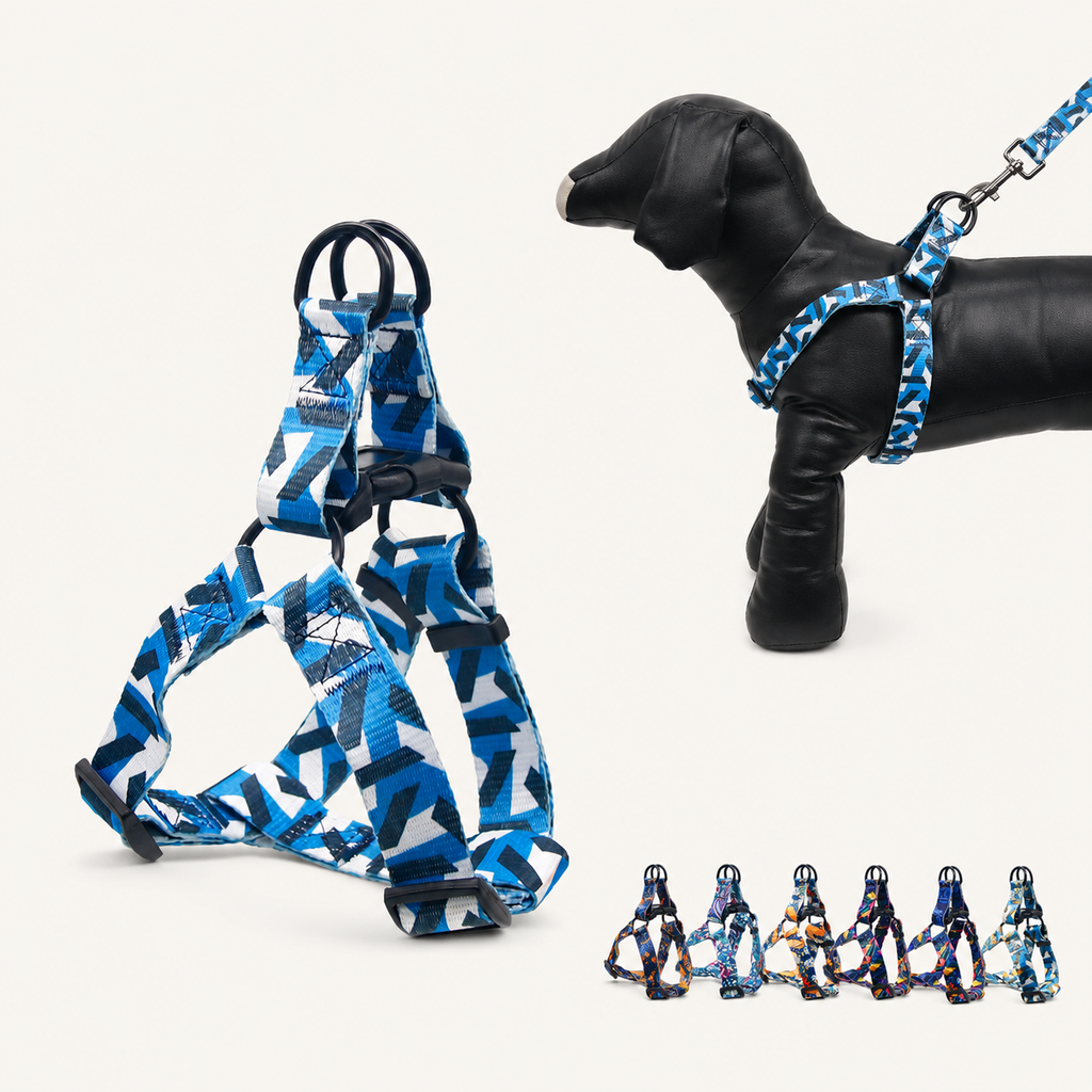 Printed Polyester Adjustable Dog Harness