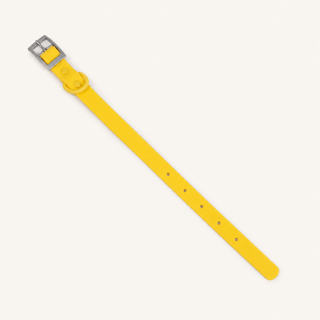 Arc Buckle Yellow Waterproof PVC Dog Collar